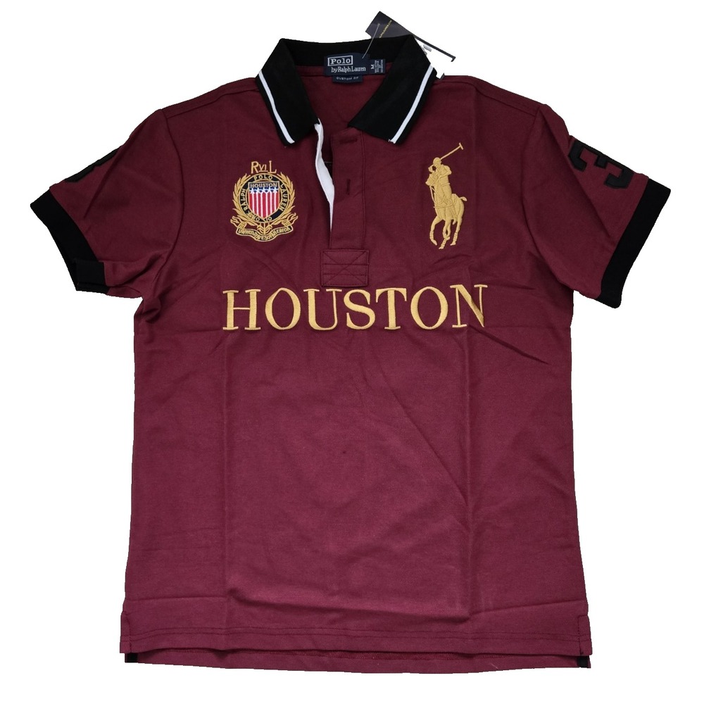 Polo Ralph Lauren Houston Big Pony Polo Shirt Medium Maroon Custom Slim Fit